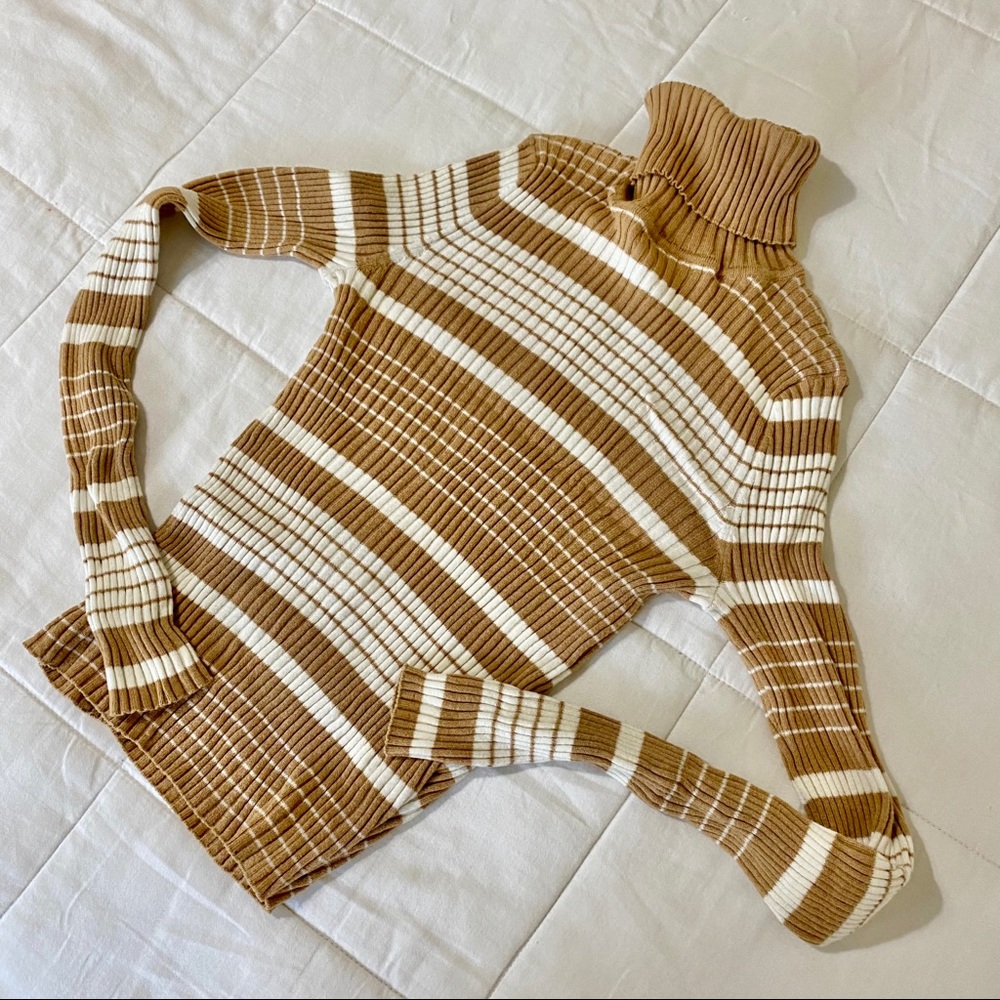BP Cropped Turtleneck Ribbed Stripped XS